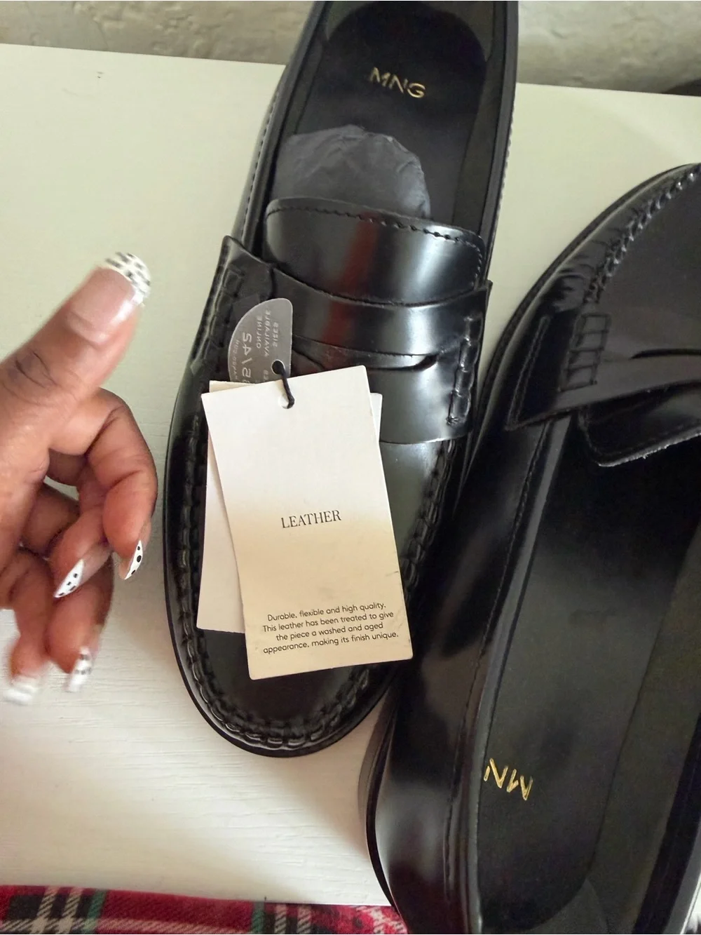 Mango Black Leather Penny Loafers for Men